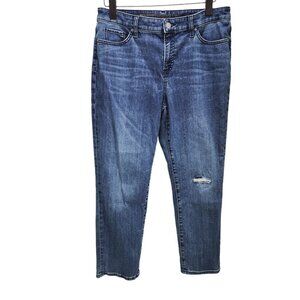 Chico's So Slimming Girlfriend Crops Jeans Women's‎ Size 10 Blue Medium Wash